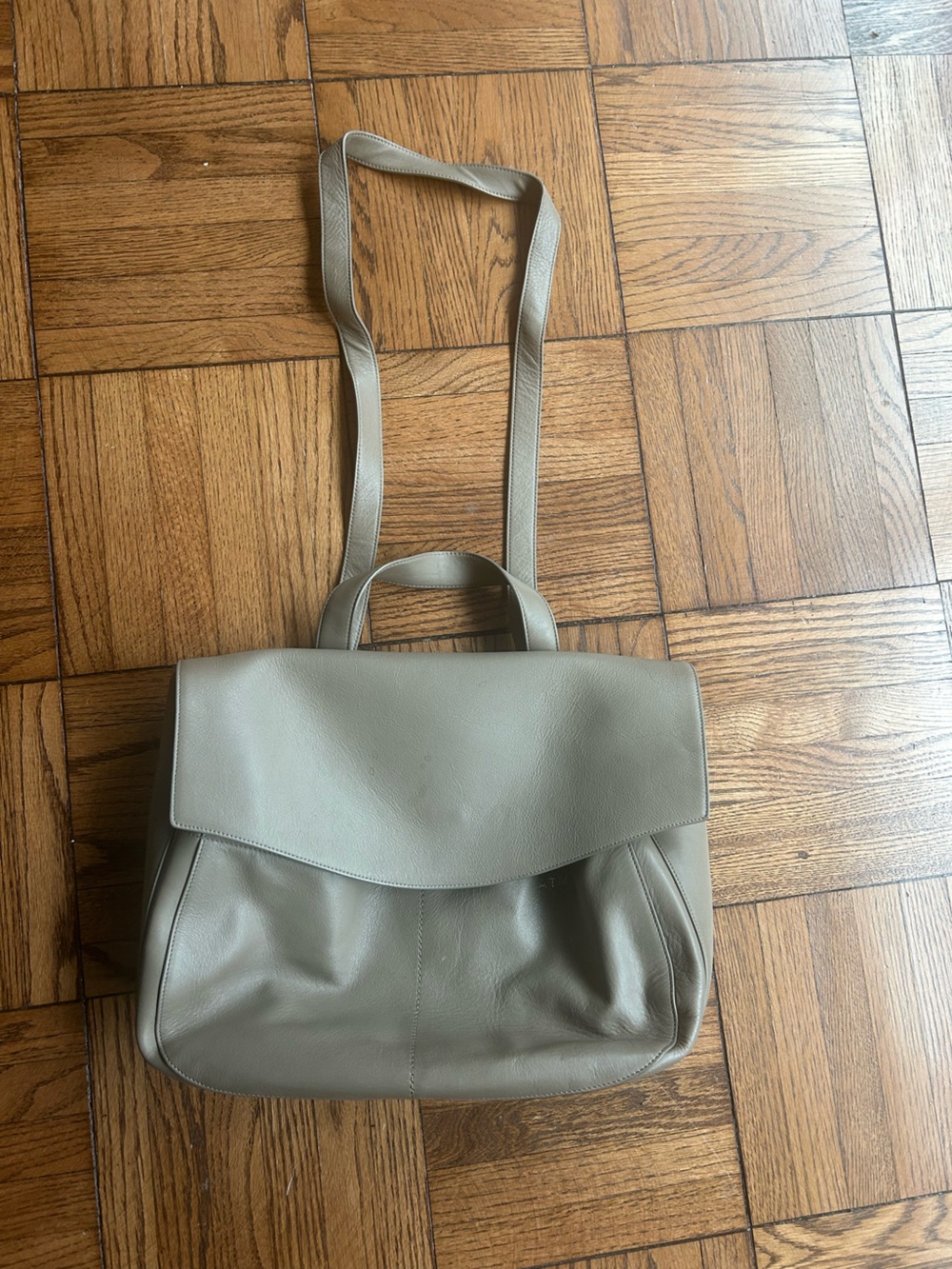 Cuyana Pebble Leather Convertible Backpack in Taupe - Picture 4 of 6